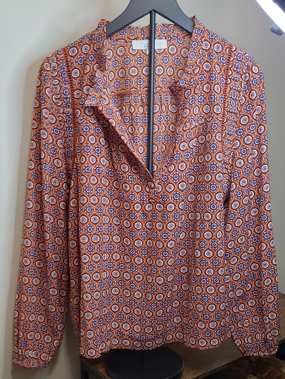 LOFT Colorful Geometric Print Blouse size XL